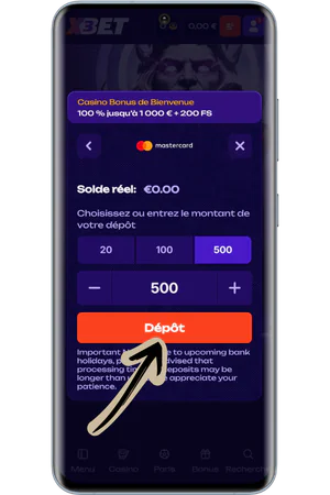 Processus complet dépôt application casino mobile