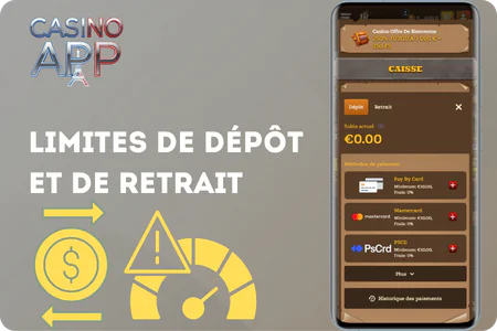 Limites dépôt retrait transactions Lizaro Casino France