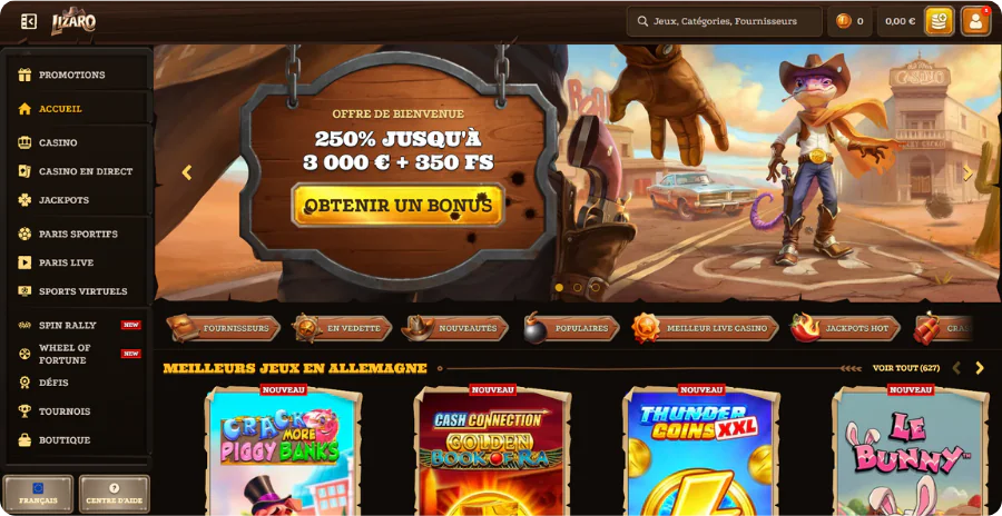 Application casino Lizaro avec bonus de bienvenue exclusif