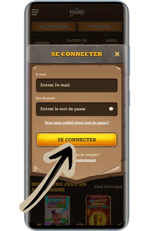 Formulaires connexion inscription application casino en ligne