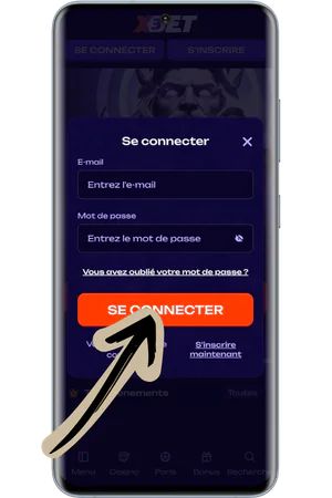 Formulaires connexion inscription application casino en ligne